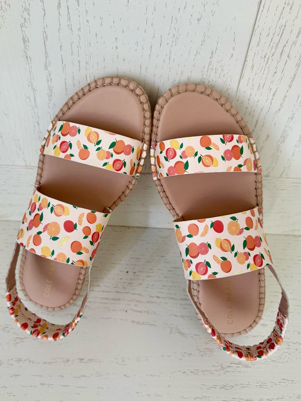 Cole Haan pinch Maine classic citrus fruits espadrille sandals size 8 NWOB